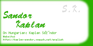 sandor kaplan business card